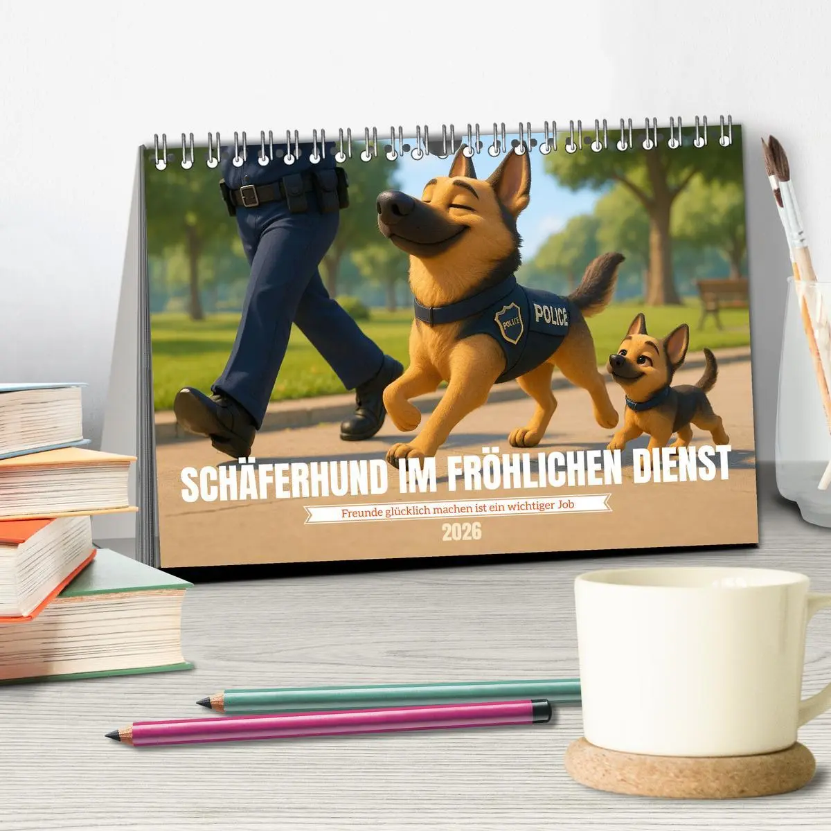 Bild: 9783516596144 | Schäferhund im fröhlichen Dienst (Tischkalender 2026 DIN A5 quer),...