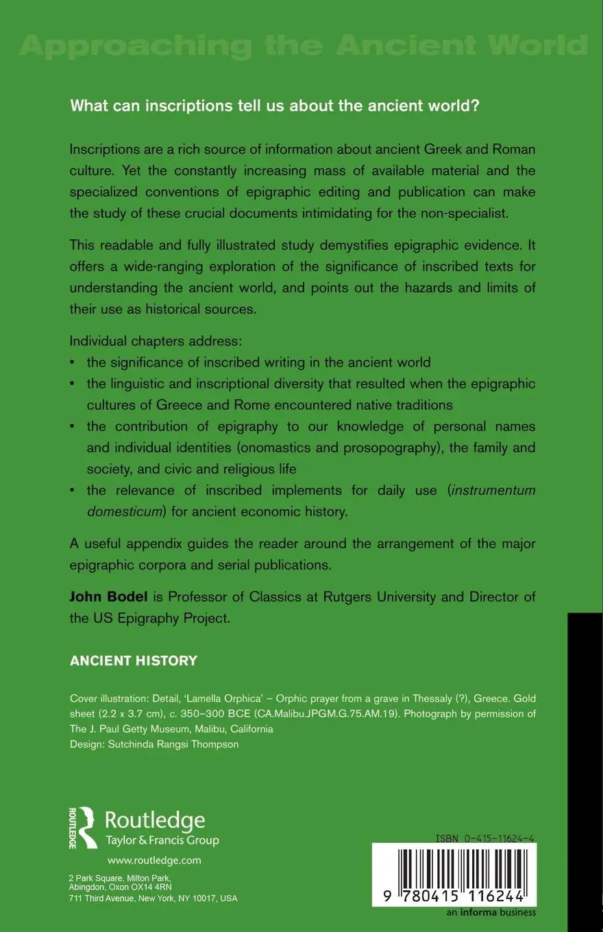 Rückseite: 9780415116244 | Epigraphic Evidence | Ancient History From Inscriptions | John Bodel