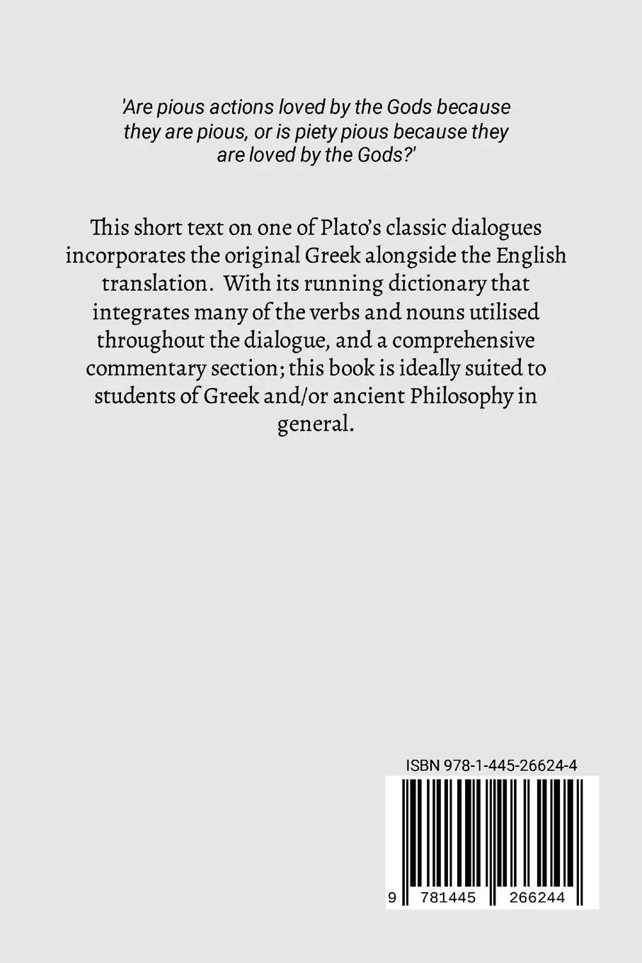 Rückseite: 9781445266244 | Euthyphro | Roberto Nacci | Taschenbuch | Englisch | 2024 | Lulu.com