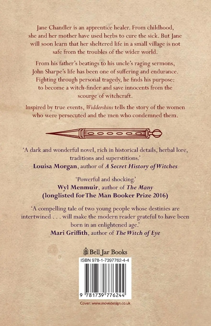Rückseite: 9781739776244 | Widdershins | Newcastle witch trials historical fiction | Steadman
