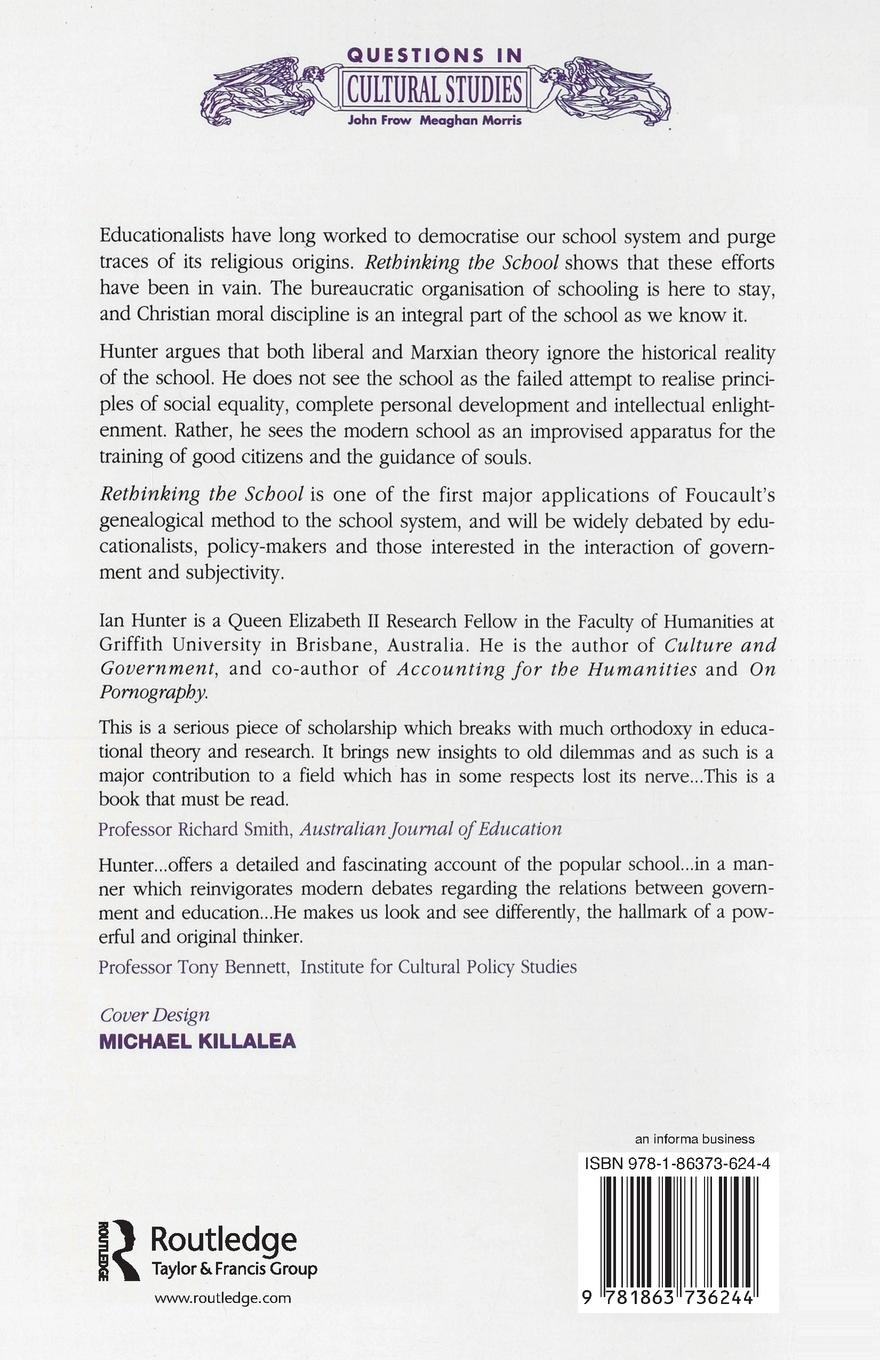 Rückseite: 9781863736244 | Rethinking the School | Subjectivity, bureaucracy, criticism | Hunter