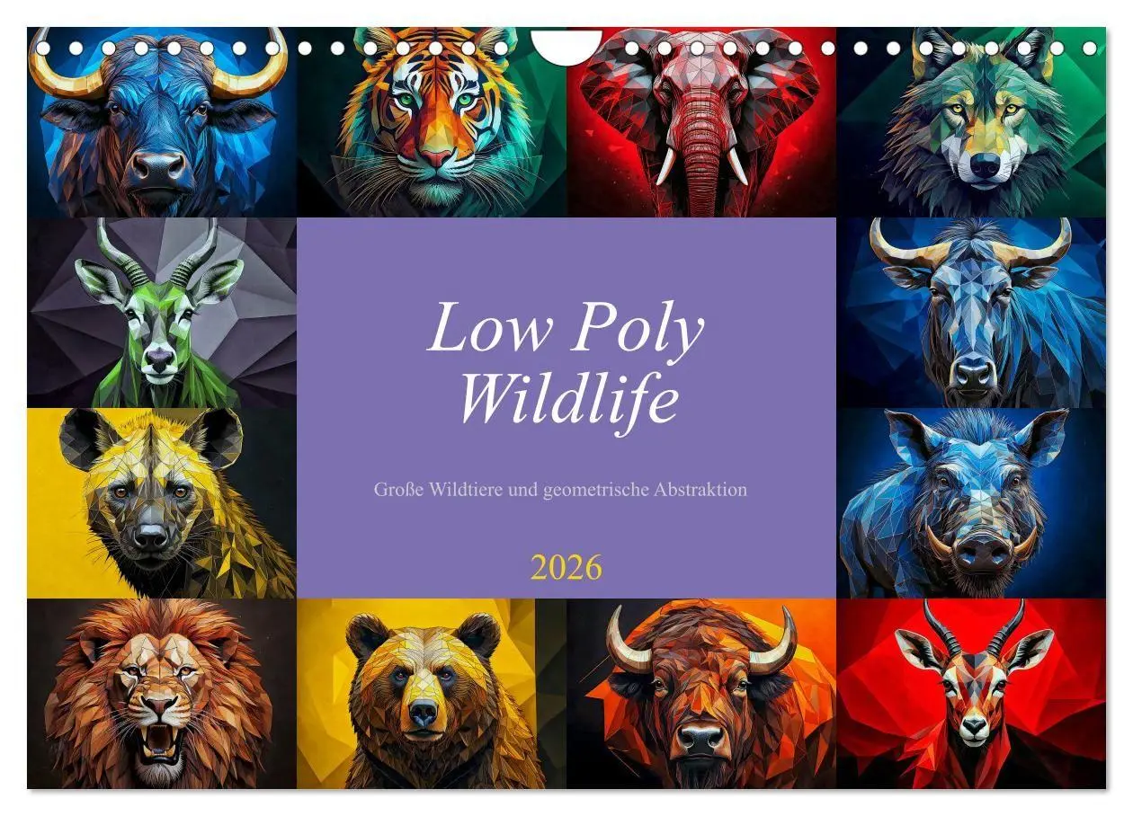 Cover: 9783516726244 | Low Poly Wildlife (Wandkalender 2026 DIN A4 quer), CALVENDO...