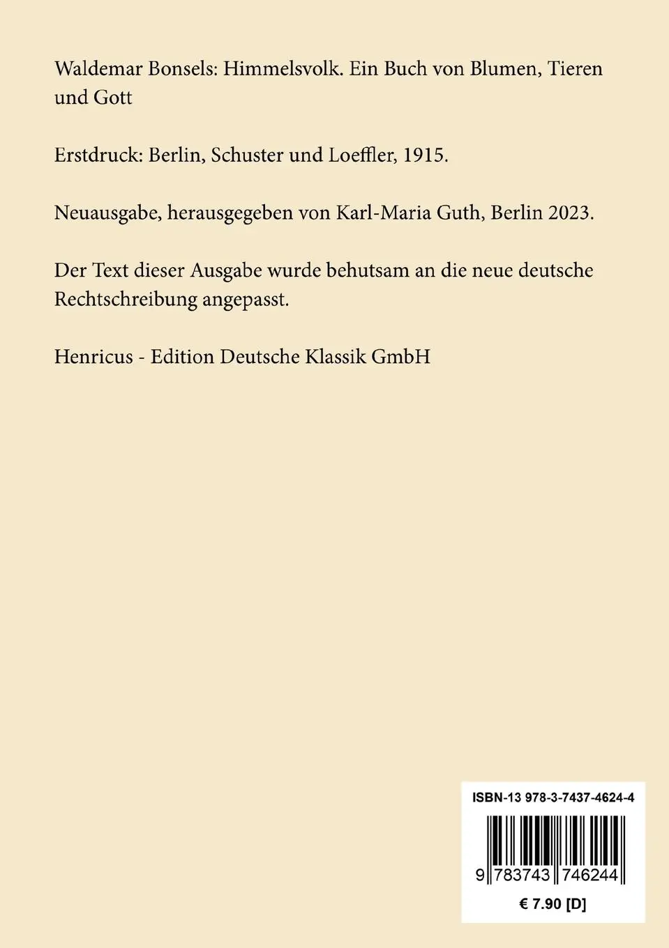 Rückseite: 9783743746244 | Himmelsvolk | Ein Buch von Blumen, Tieren und Gott | Waldemar Bonsels