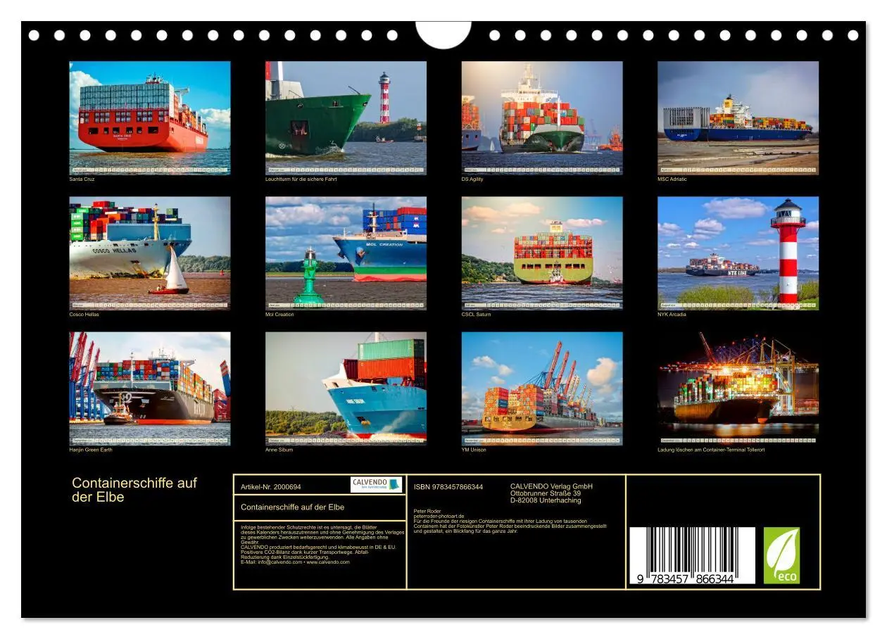 Bild: 9783457866344 | Containerschiffe auf der Elbe (Wandkalender 2026 DIN A4 quer),...