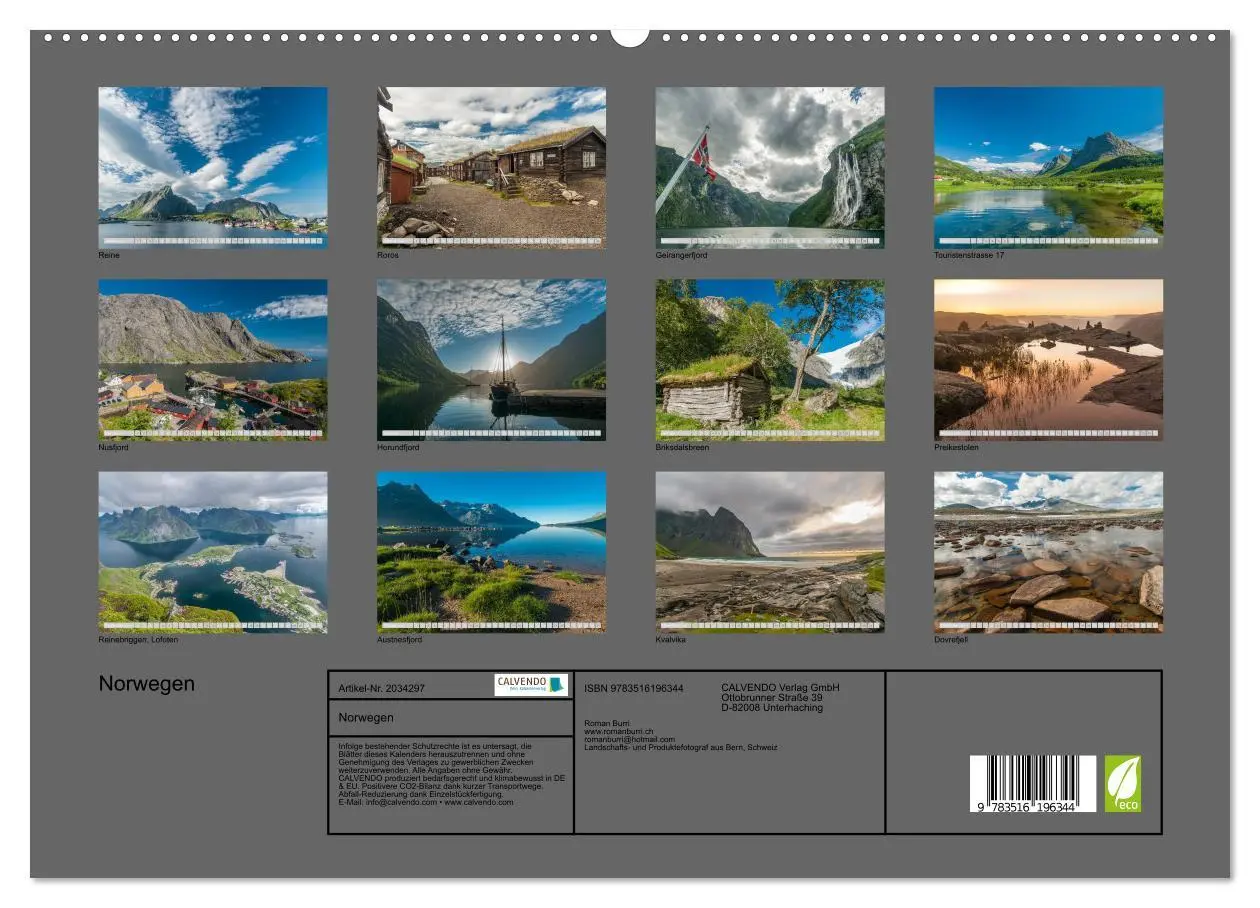 Bild: 9783516196344 | Norwegen (hochwertiger Premium Wandkalender 2026 DIN A2 quer),...