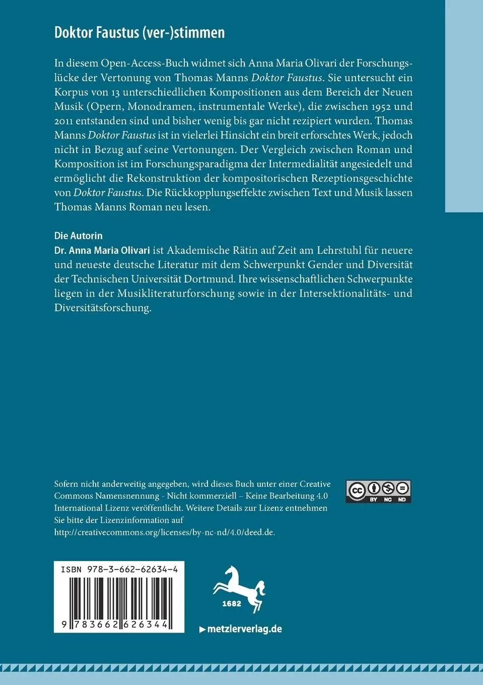 Rückseite: 9783662626344 | Doktor Faustus (ver-)stimmen | Kompositionen zu Thomas Manns Roman