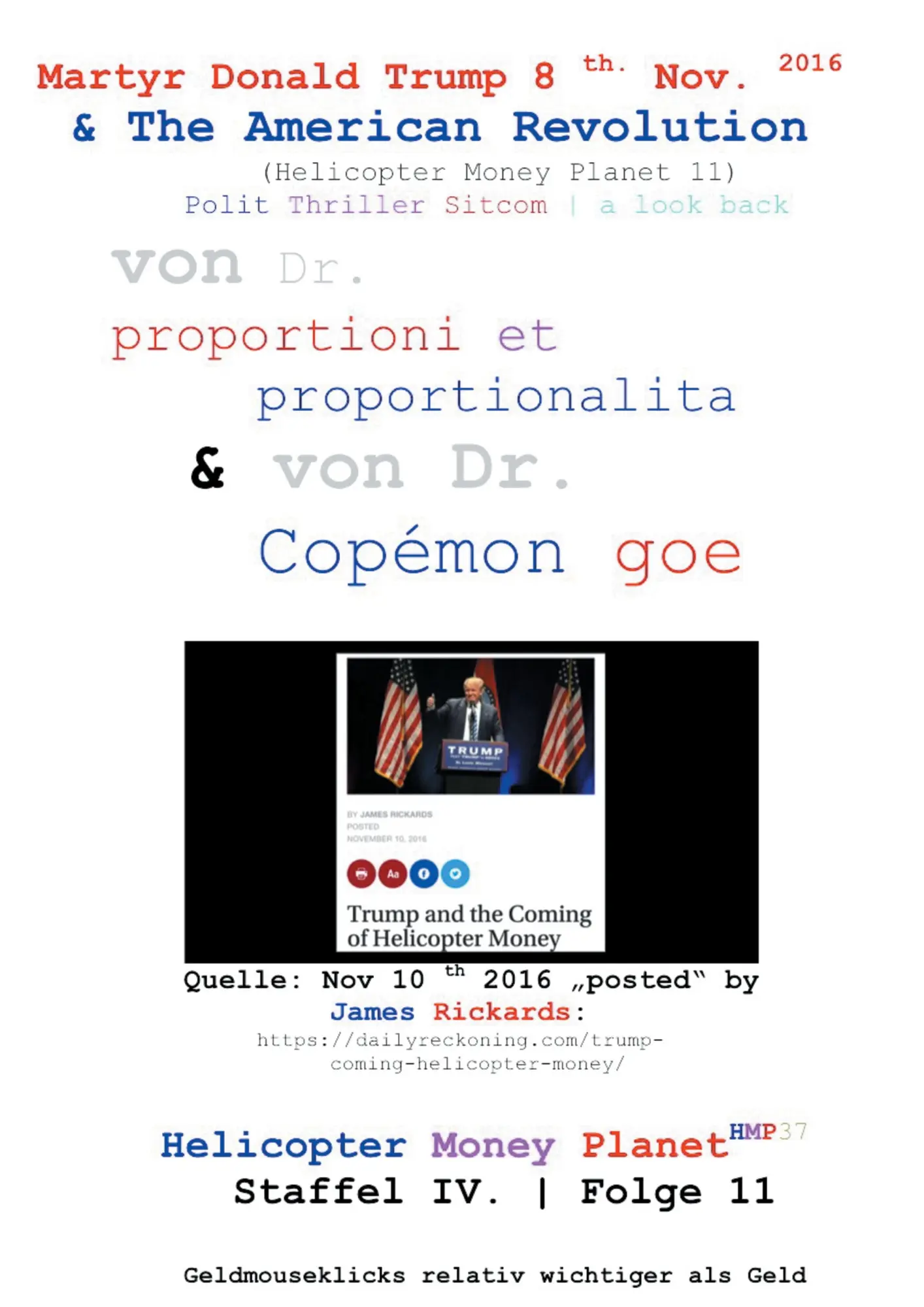 Cover: 9783743116344 | Helicopter Money Planet 11 | Proportioni Et Proportionalita (u. a.)