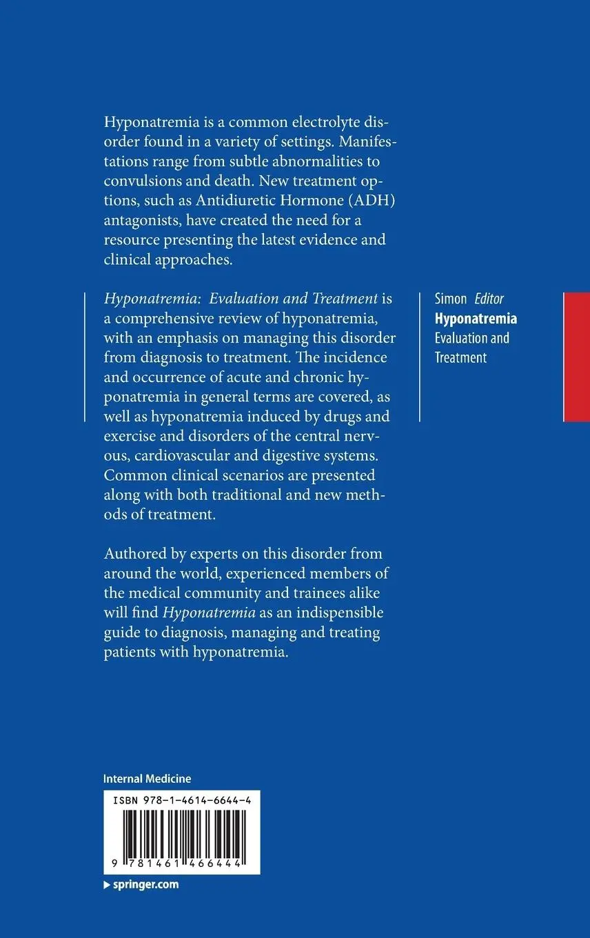 Rückseite: 9781461466444 | Hyponatremia | Evaluation and Treatment | Eric E. Simon | Buch | xiii
