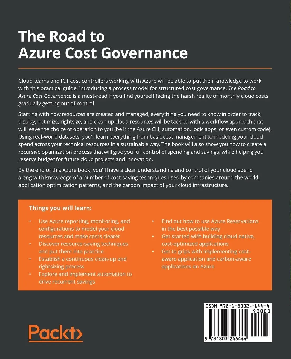 Rückseite: 9781803246444 | The Road to Azure Cost Governance | Paola E. Annis (u. a.) | Buch