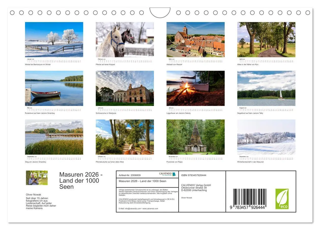 Bild: 9783457926444 | Masuren 2026 - Land der 1000 Seen (Wandkalender 2026 DIN A4 quer),...