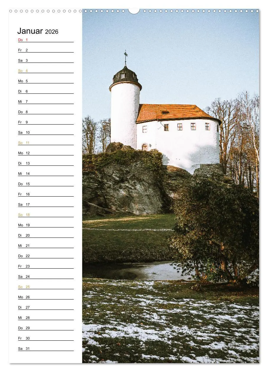 Bild: 9783516326444 | Sachsens Burgen und Schlösser - Beschreibbarer Kalender mit...