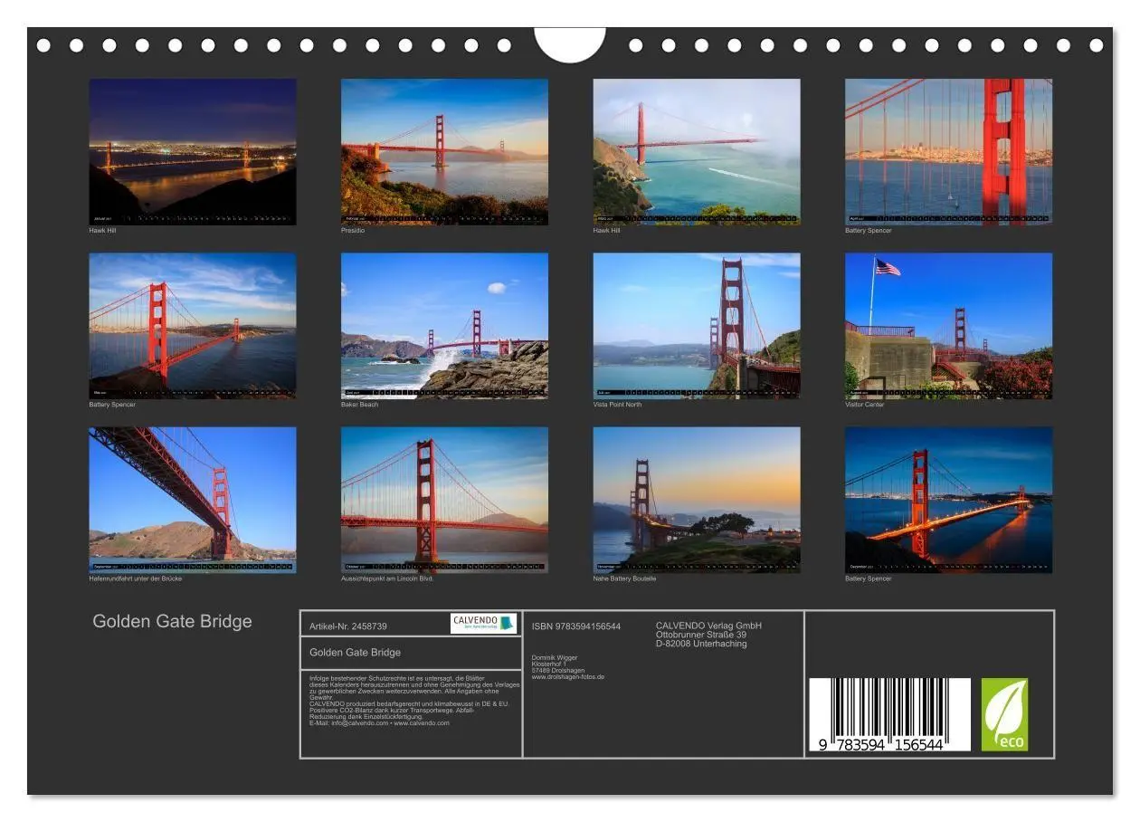 Bild: 9783594156544 | Golden Gate Bridge (Wandkalender 2027 DIN A4 quer), CALVENDO...