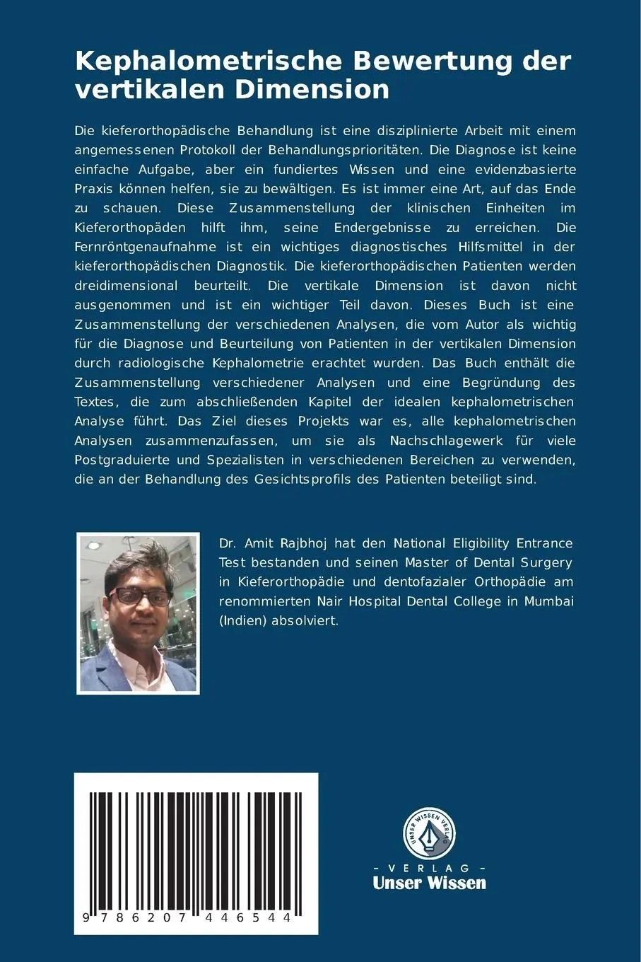 Rückseite: 9786207446544 | Kephalometrische Bewertung der vertikalen Dimension | Rajbhoj (u. a.)