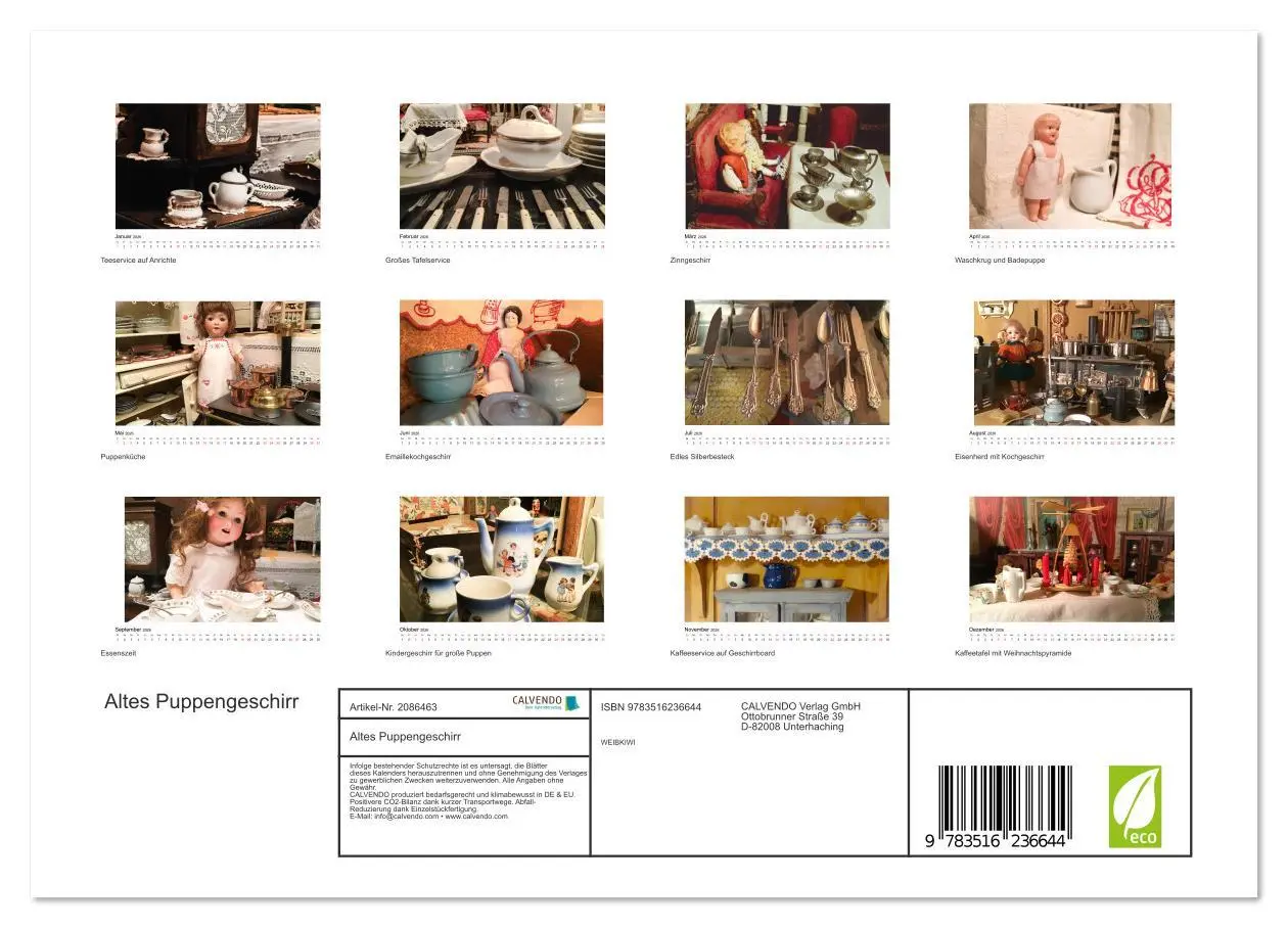 Bild: 9783516236644 | Altes Puppengeschirr (Wandkalender 2026 DIN A4 quer), CALVENDO...
