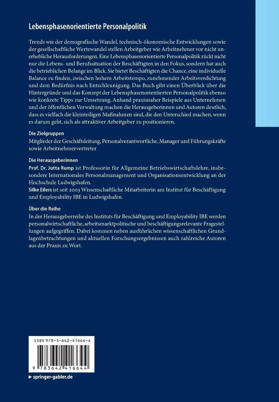 Rückseite: 9783642416644 | Lebensphasenorientierte Personalpolitik | Silke Eilers (u. a.) | Buch
