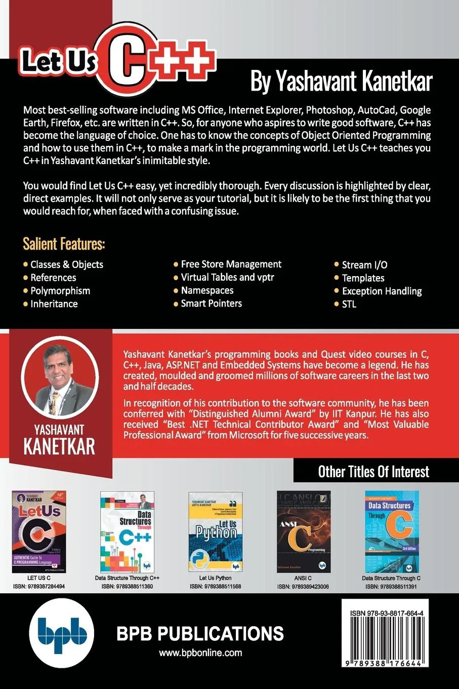 Rückseite: 9789388176644 | Let Us C++ | Kanetkar Yashavant | Taschenbuch | Englisch | 2019