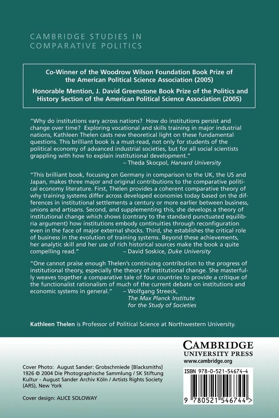 Rückseite: 9780521546744 | How Institutions Evolve | Kathleen Ann Thelen | Taschenbuch | Englisch
