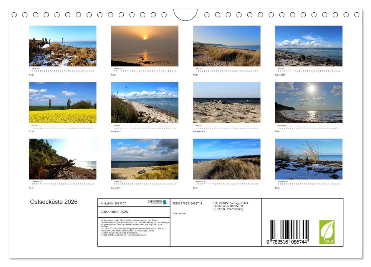 Bild: 9783516086744 | Ostseeküste 2026 (Wandkalender 2026 DIN A4 quer), CALVENDO...