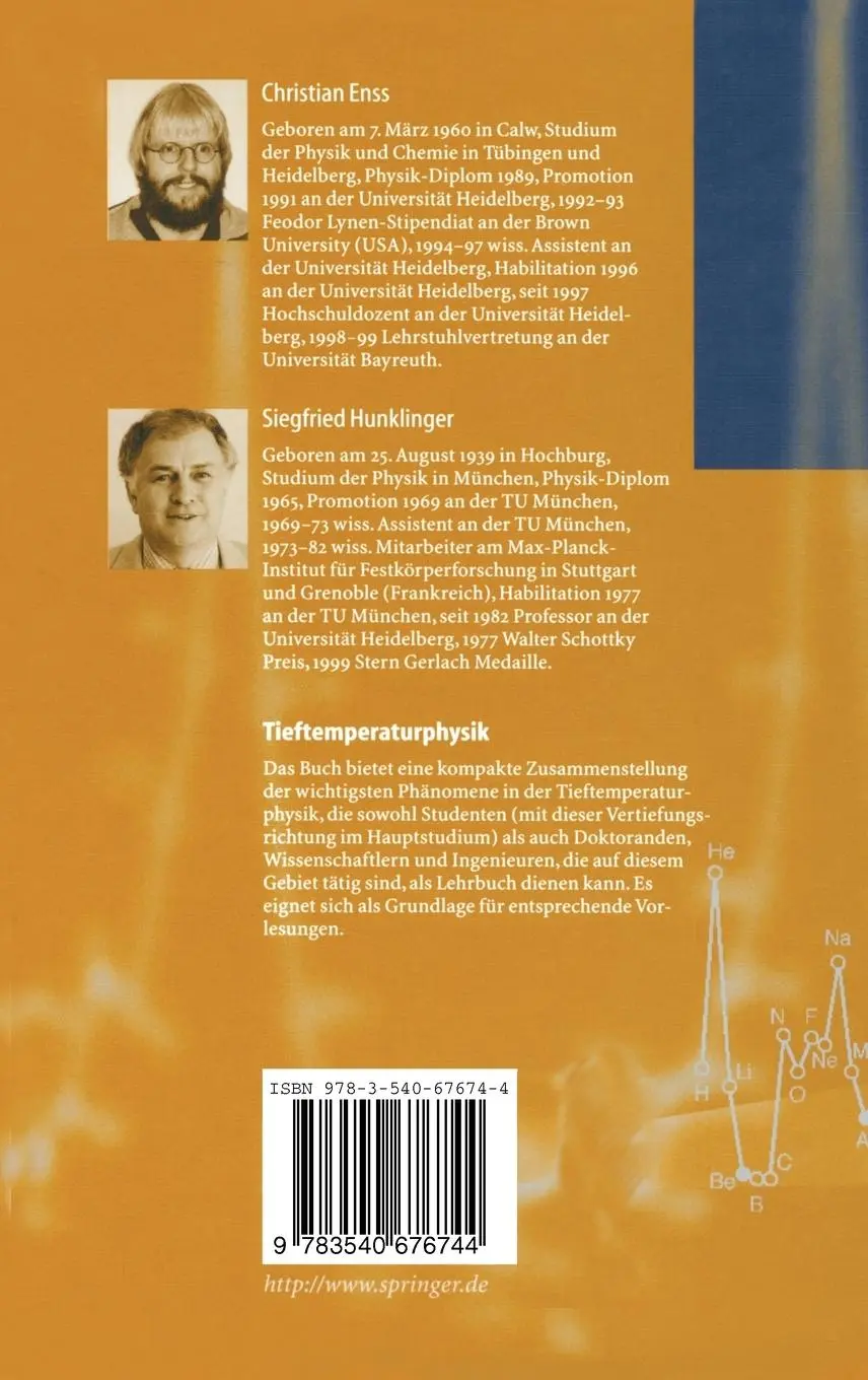 Rückseite: 9783540676744 | Tieftemperaturphysik | Siegfried Hunklinger (u. a.) | Buch | xii