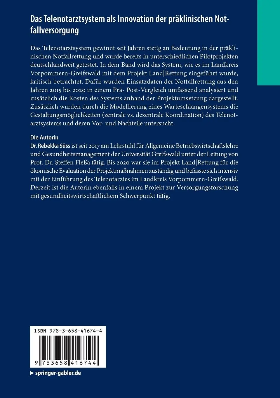 Rückseite: 9783658416744 | Das Telenotarztsystem als Innovation der präklinischen...