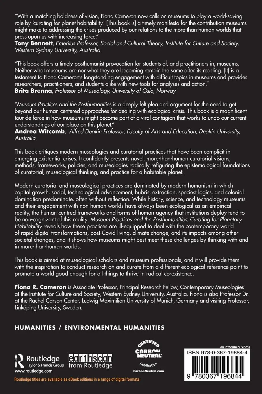 Rückseite: 9780367196844 | Museum Practices and the Posthumanities | Fiona R. Cameron | Buch