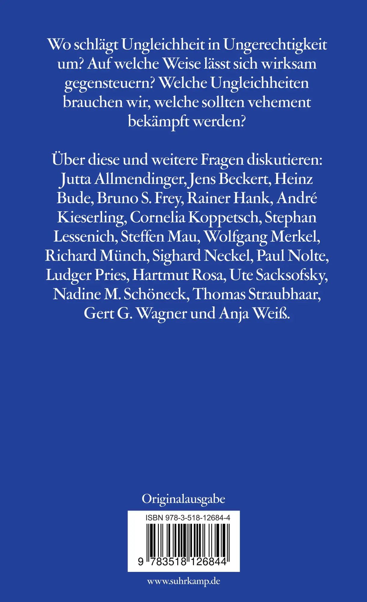 Rückseite: 9783518126844 | (Un-)Gerechte (Un-)Gleichheiten | Steffen Mau (u. a.) | Taschenbuch
