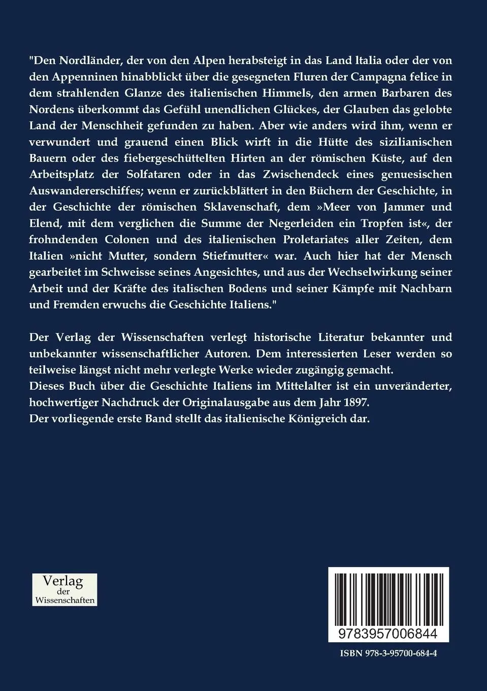 Rückseite: 9783957006844 | Geschichte Italiens im Mittelalter | Erster Band | Hartmann | Buch