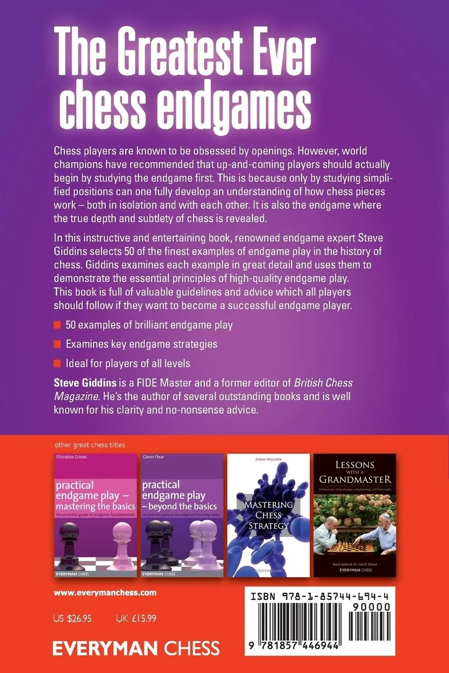 Rückseite: 9781857446944 | The Greatest Ever Chess Endgames | Steve Giddins | Taschenbuch | 2014