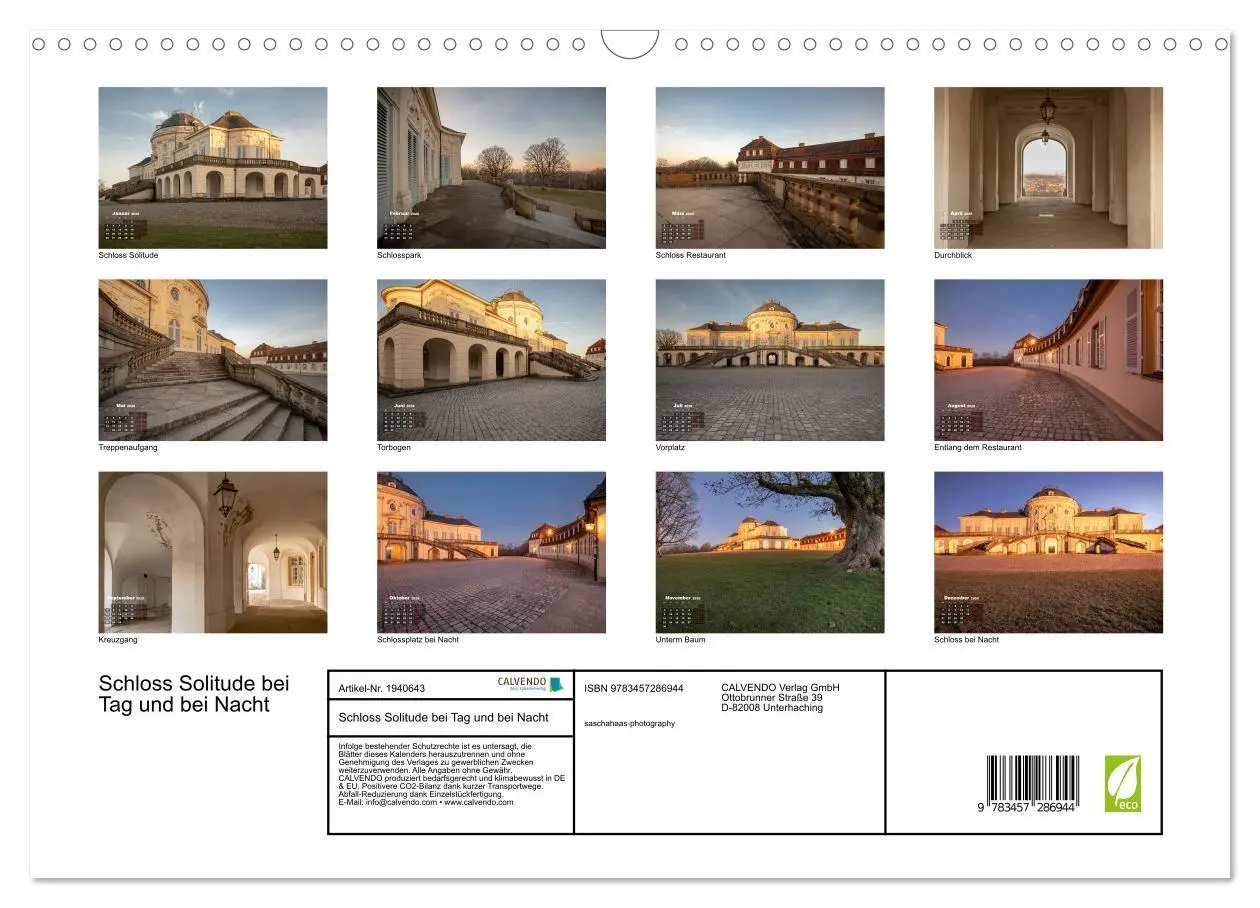 Bild: 9783457286944 | Schloss Solitude bei Tag und bei Nacht (Wandkalender 2026 DIN A3...
