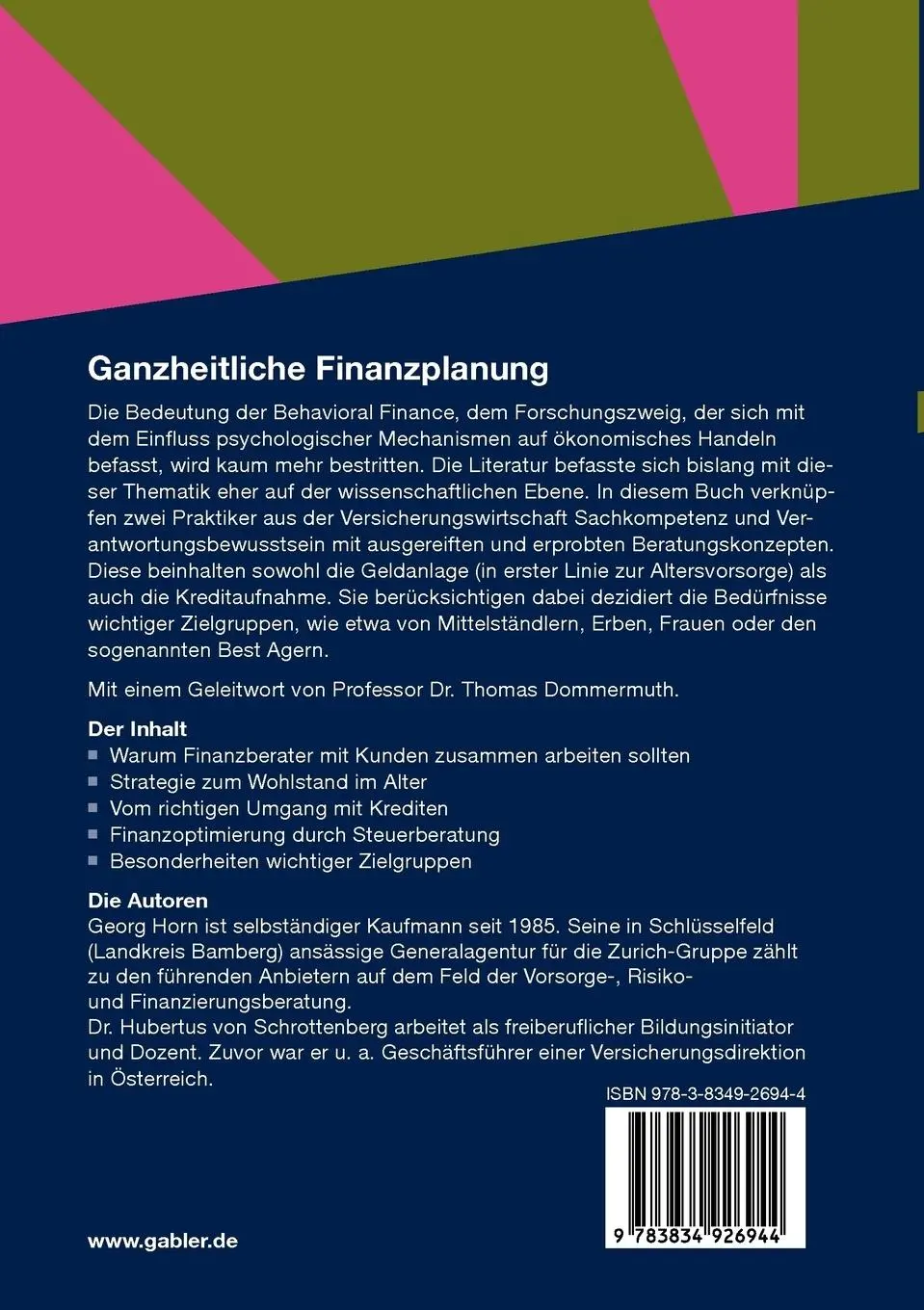 Rückseite: 9783834926944 | Ganzheitliche Finanzplanung | Hubertus Schrottenberg (u. a.) | Buch