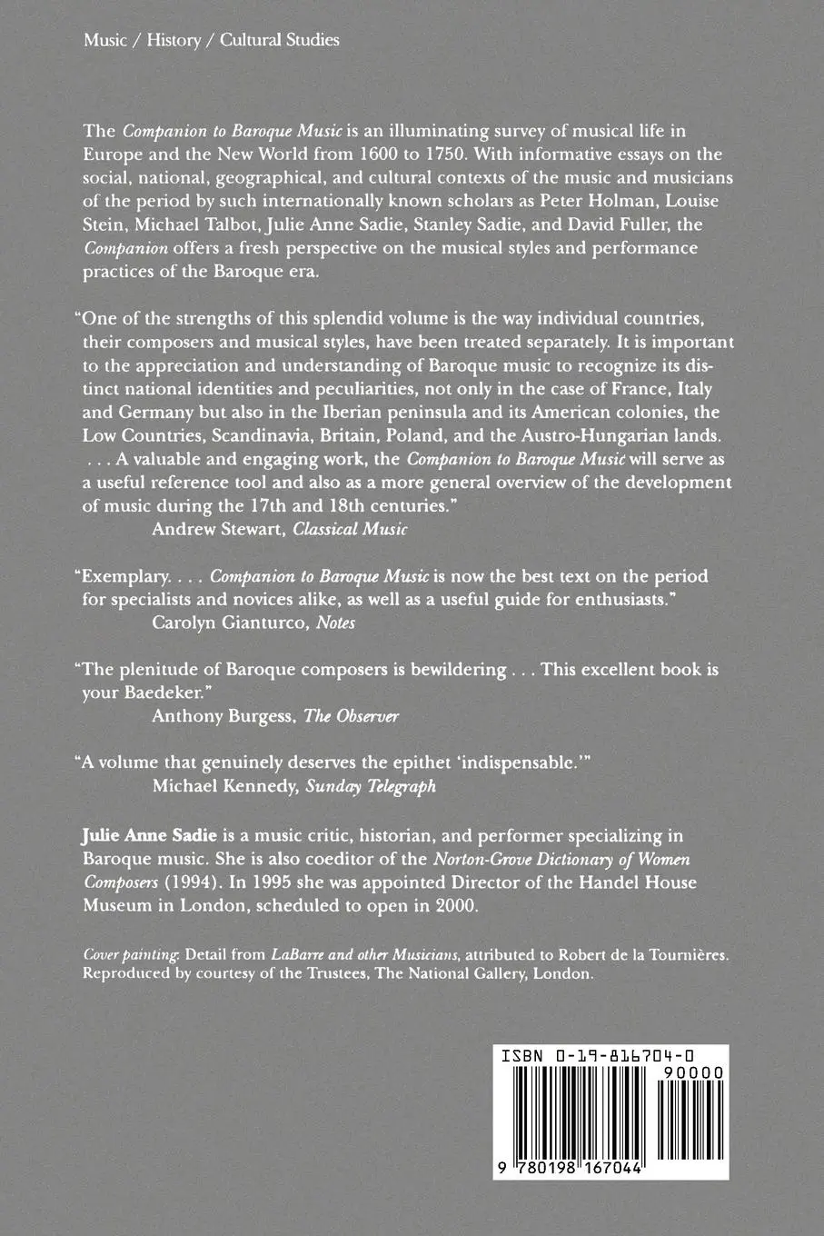 Rückseite: 9780198167044 | Companion to Baroque Music | Julie Anne Sadie | Taschenbuch | Buch