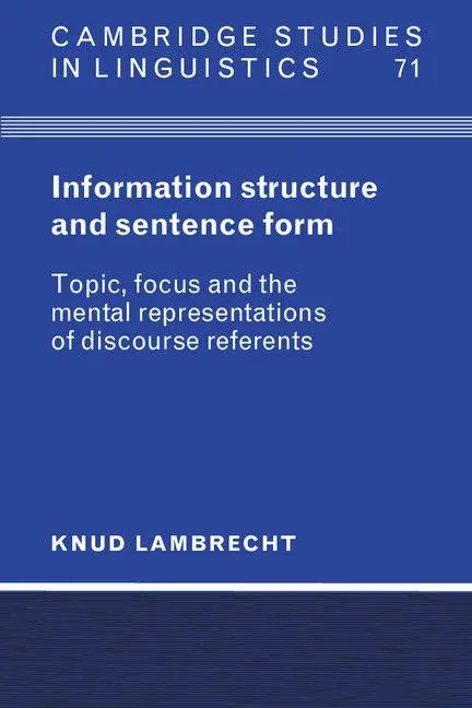 Cover: 9780521587044 | Information Structure and Sentence Form | Knud Lambrecht | Taschenbuch