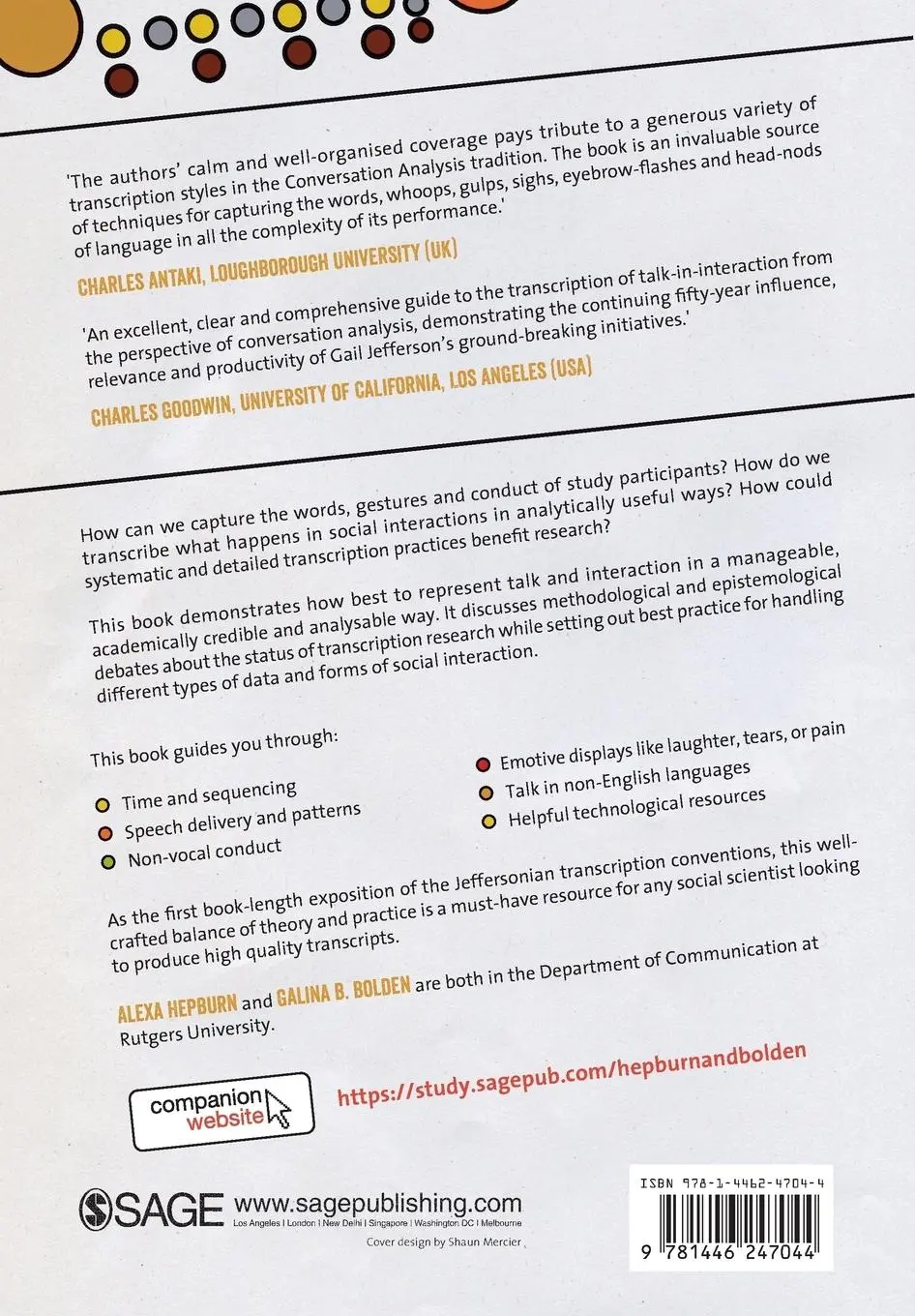 Rückseite: 9781446247044 | Transcribing for Social Research | Alexa Hepburn (u. a.) | Taschenbuch