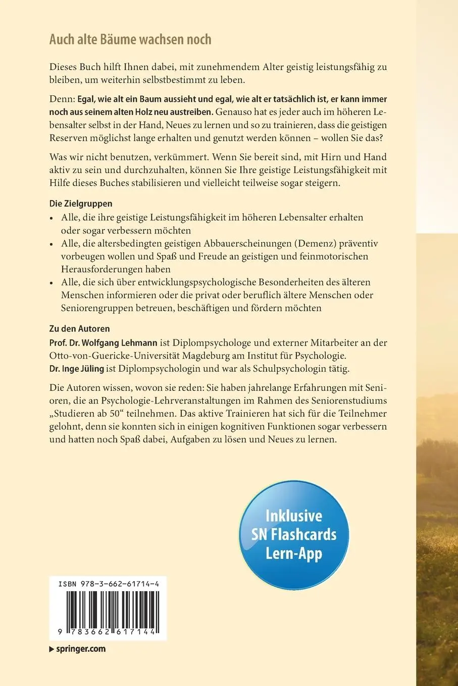 Rückseite: 9783662617144 | Auch alte Bäume wachsen noch | Inge Jüling (u. a.) | Bundle | Deutsch