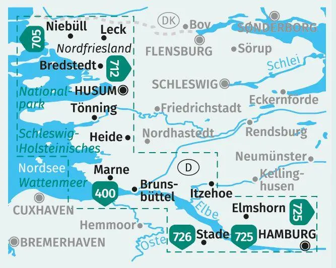 Bild: 9783991217244 | KOMPASS Wanderkarten-Set 723 Nordseeküste von Hamburg bis Dänemark...