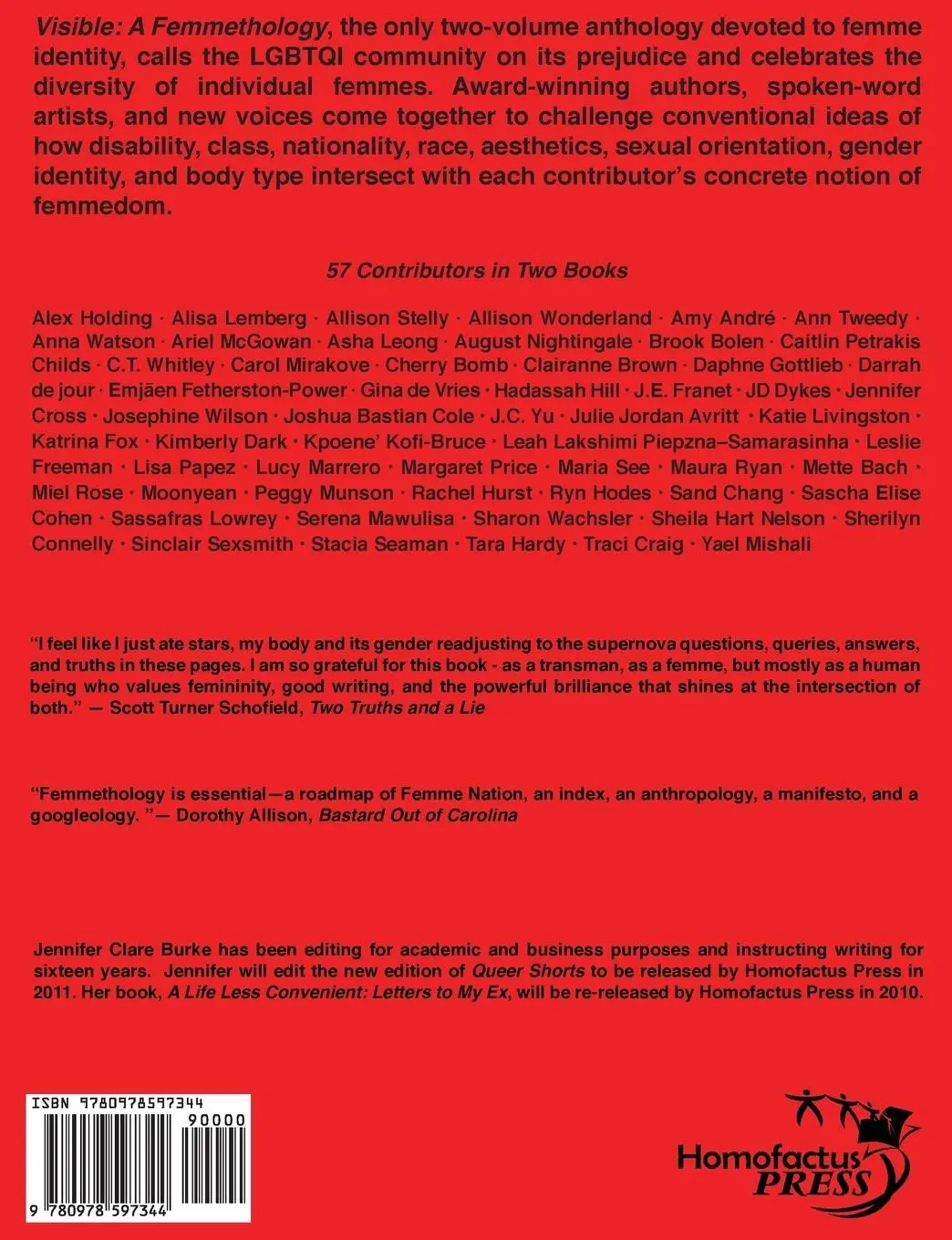 Rückseite: 9780978597344 | Visible | A Femmethology, Volume One | Jennifer Clare Burke | Buch