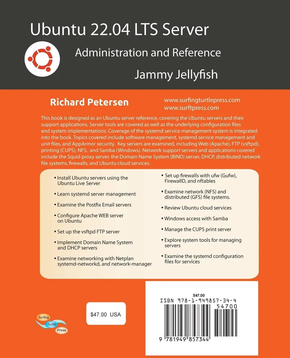 Rückseite: 9781949857344 | Ubuntu 22.04 LTS Server | Richard Petersen | Taschenbuch | Englisch
