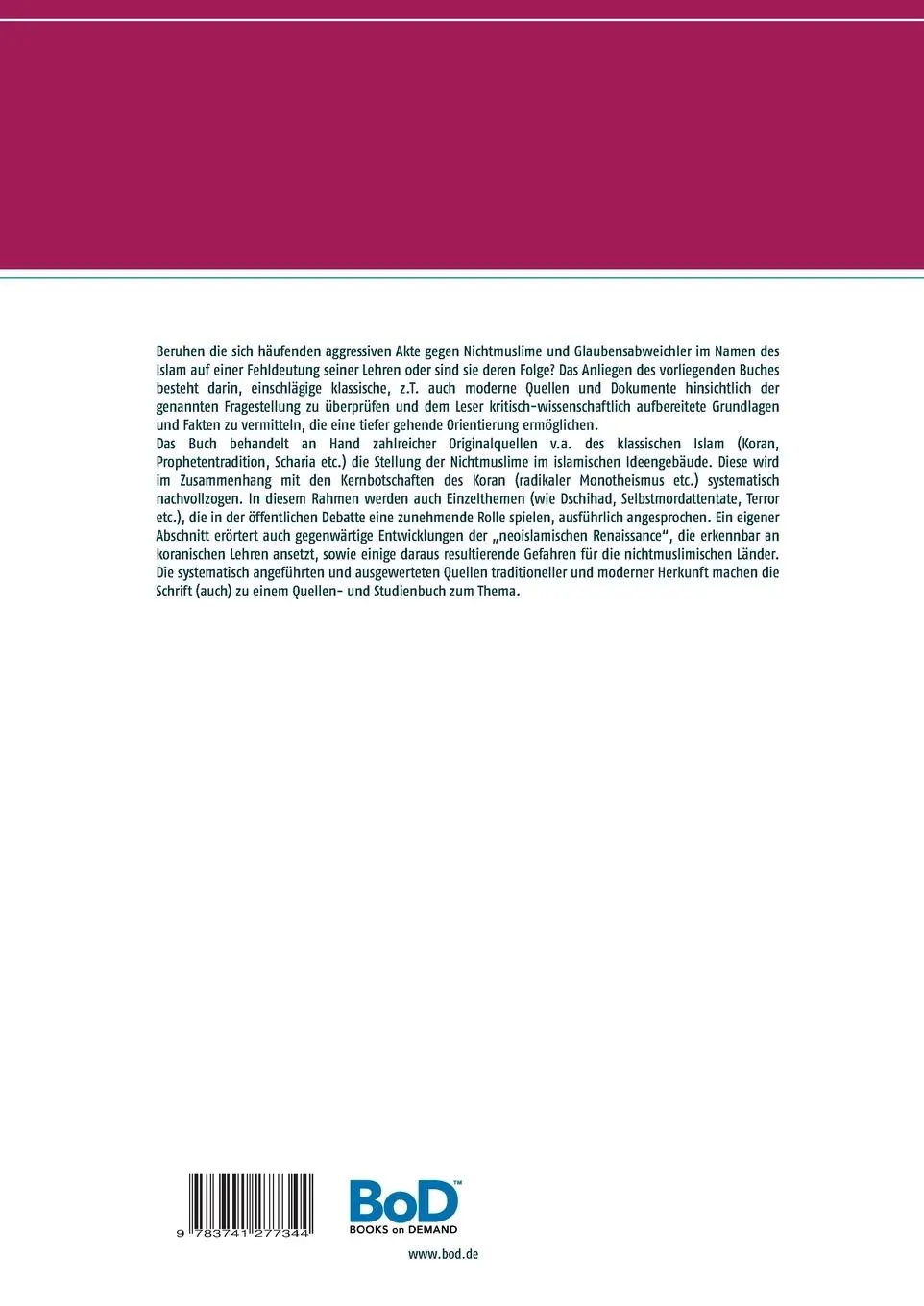 Rückseite: 9783741277344 | Allahs Buch und Allahs Feinde | Josef H. Otto | Taschenbuch | 256 S.