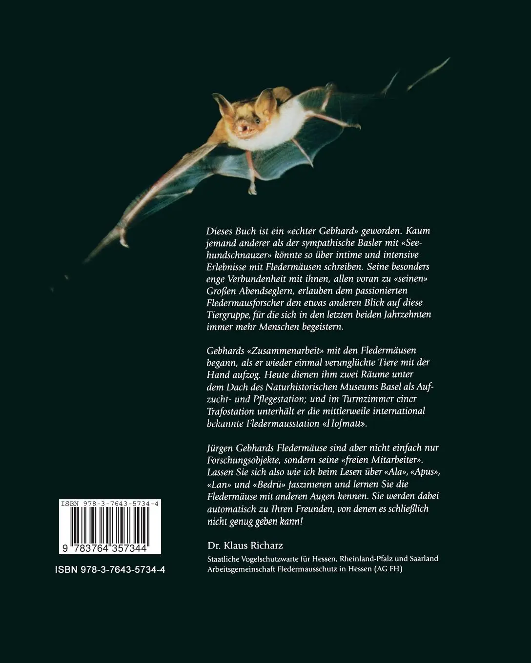 Rückseite: 9783764357344 | Fledermäuse | Jürgen Gebhard | Taschenbuch | 381 S. | Deutsch | 1997
