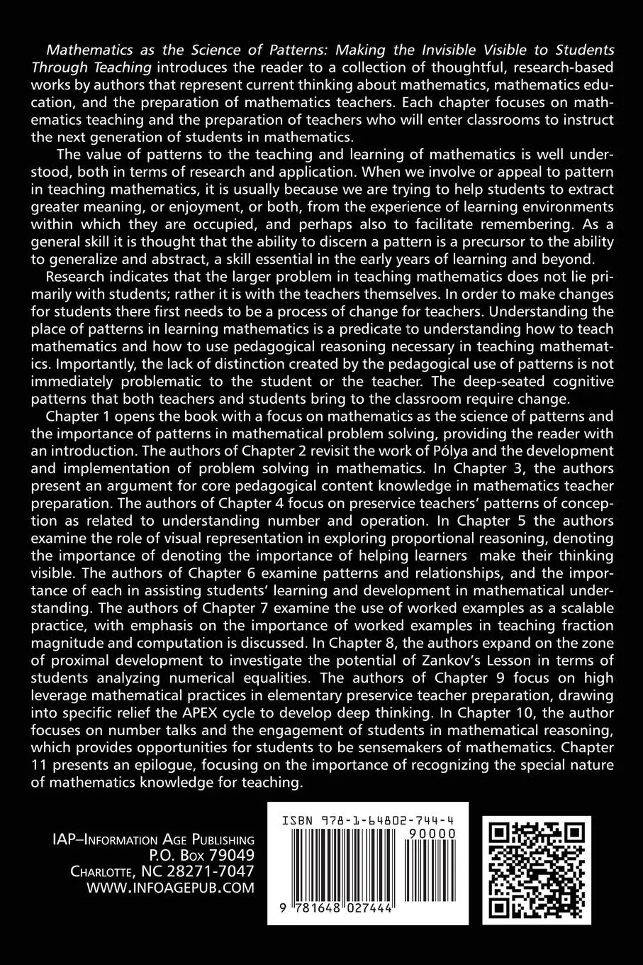 Rückseite: 9781648027444 | Mathematics as the Science of Patterns | Patrick M. Jenlink | Buch
