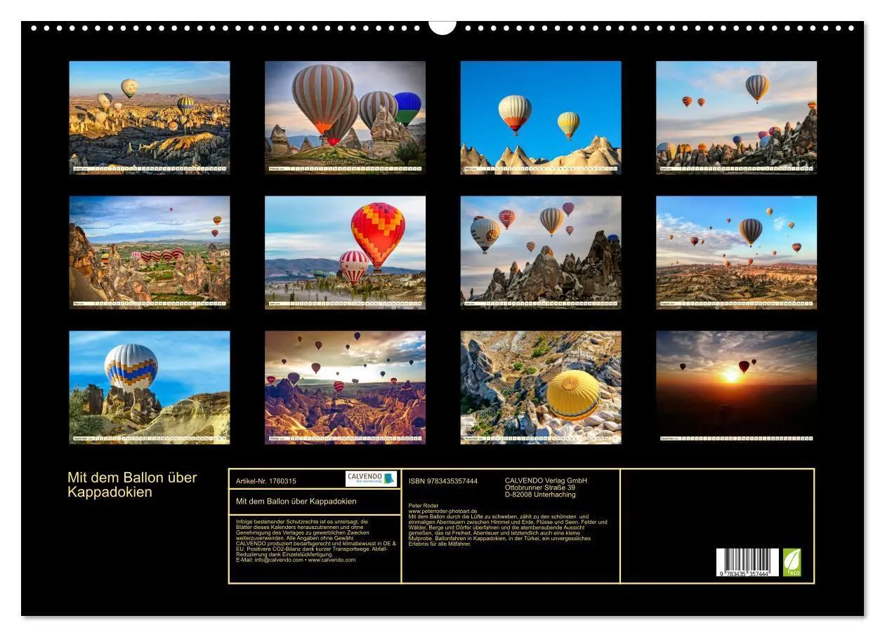 Bild: 9783435357444 | Mit dem Ballon über Kappadokien (Wandkalender 2025 DIN A2 quer),...