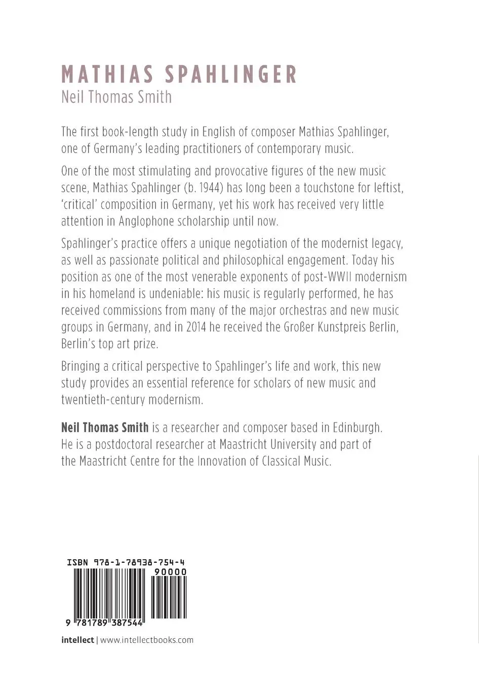 Rückseite: 9781789387544 | Mathias Spahlinger | Neil T. Smith | Taschenbuch | Englisch | 2023