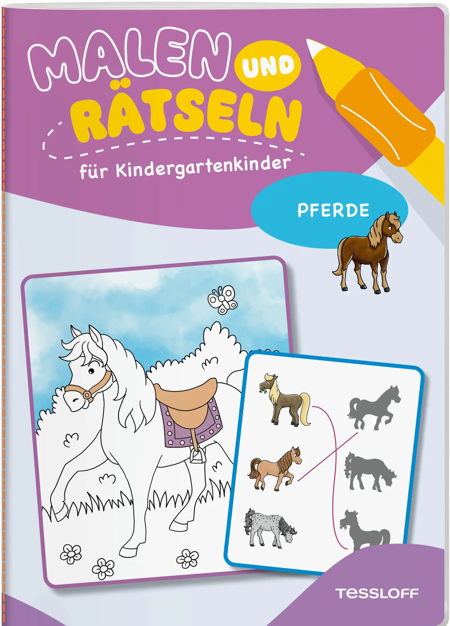Cover: 9783788647544 | Malen und Rätseln für Kindergartenkinder. Pferde | Nadja Schwendemann