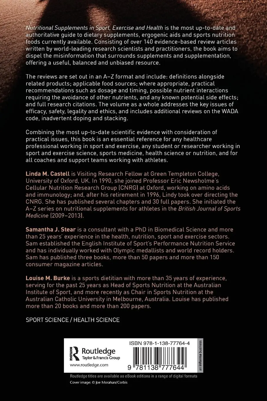 Rückseite: 9781138777644 | Nutritional Supplements in Sport, Exercise and Health | An A-Z Guide