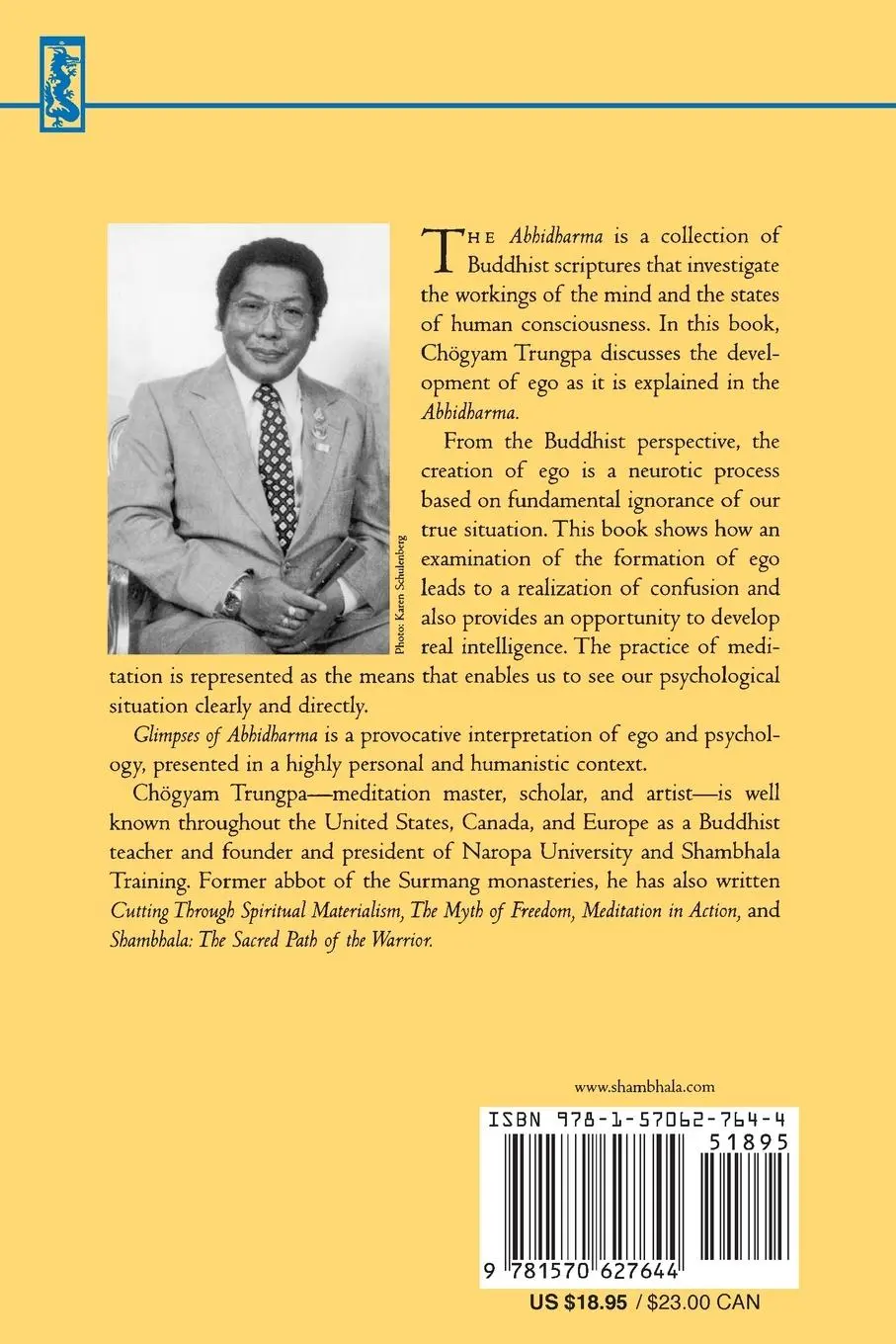 Rückseite: 9781570627644 | Glimpses of Abhidharma | From a Seminar on Buddhist Psychology | Buch