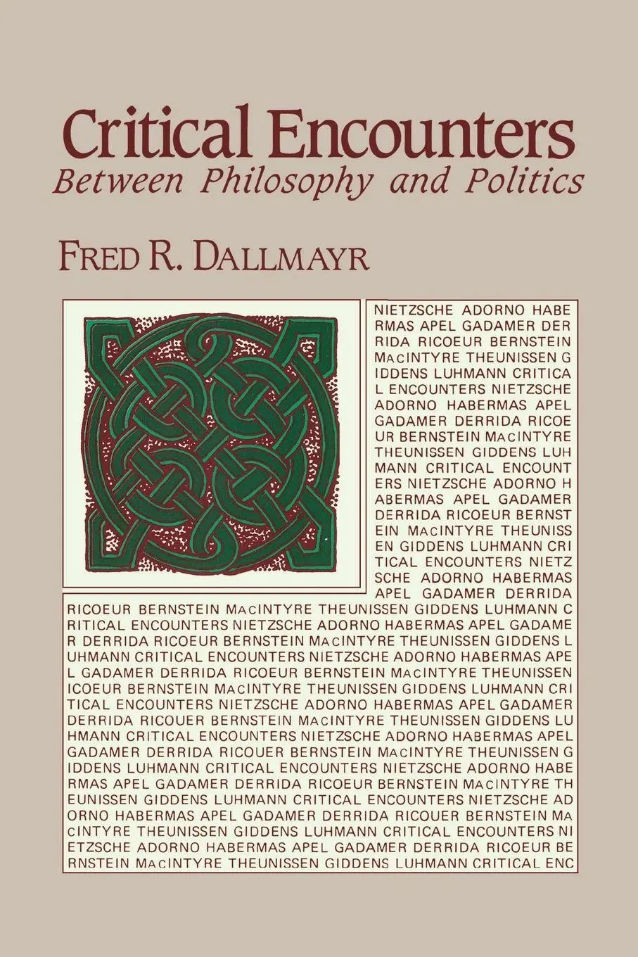 Cover: 9780268007744 | Critical Encounters | Between Philosophy and Politics | Dallmayr