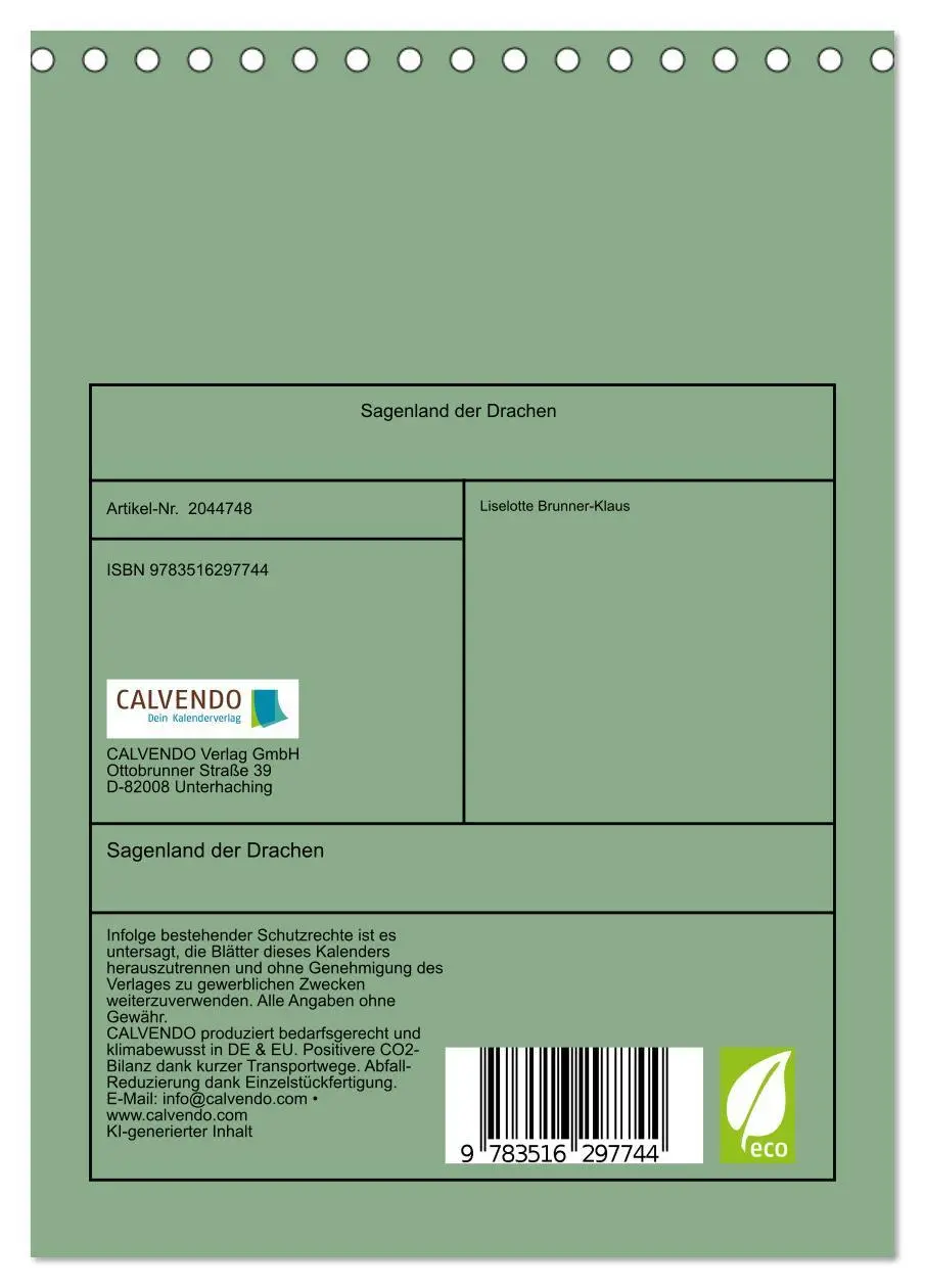 Bild: 9783516297744 | Sagenland der Drachen (Tischkalender 2026 DIN A5 hoch), CALVENDO...