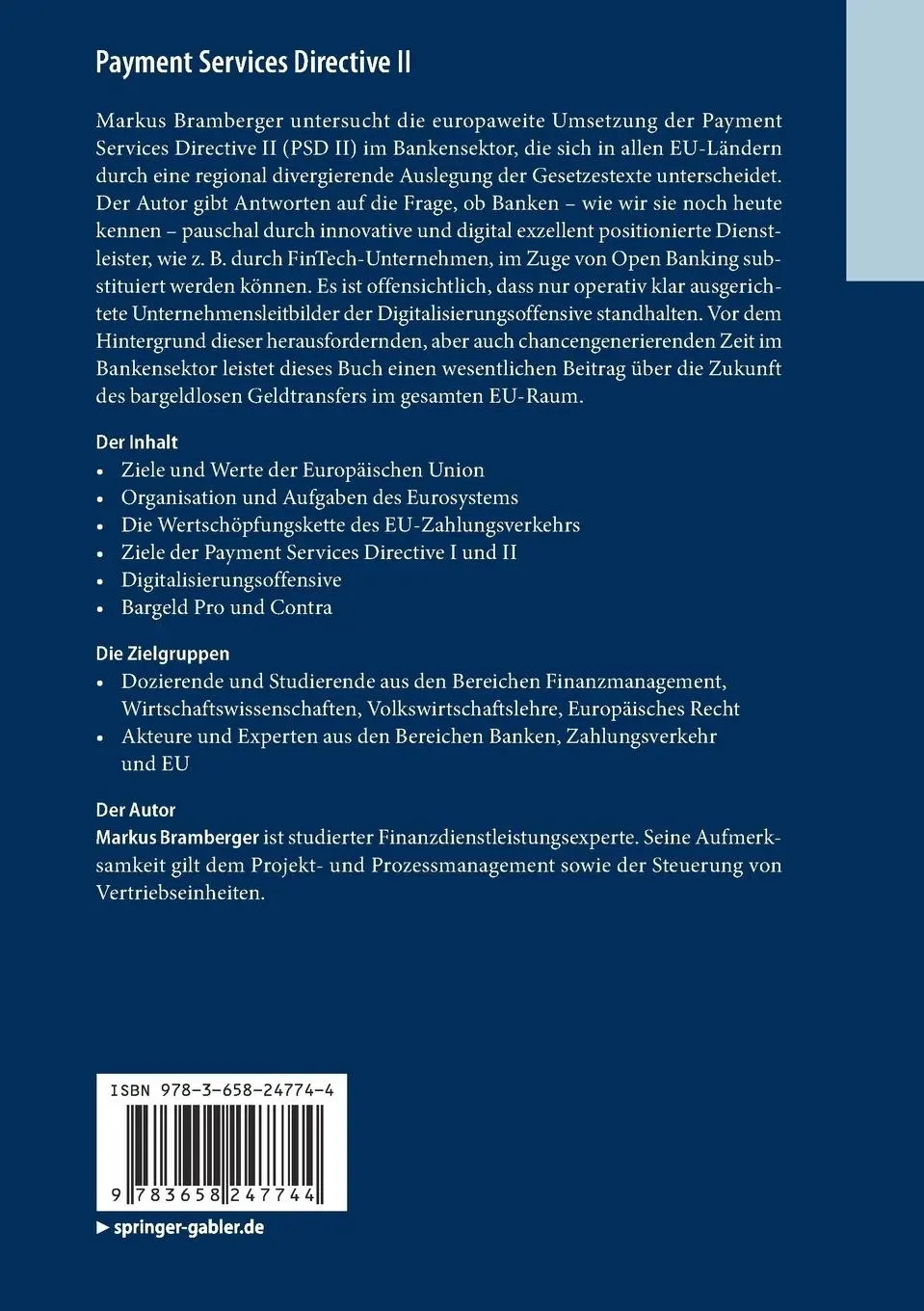 Rückseite: 9783658247744 | Payment Services Directive II | Markus Bramberger | Taschenbuch | 2019