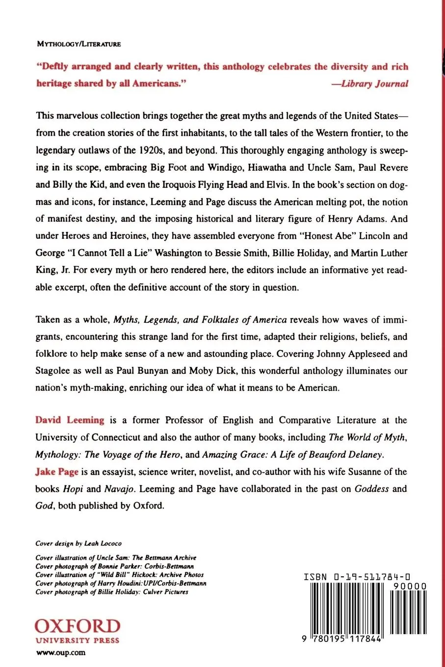 Rückseite: 9780195117844 | Myths, Legends, and Folktales of America | An Anthology | Taschenbuch