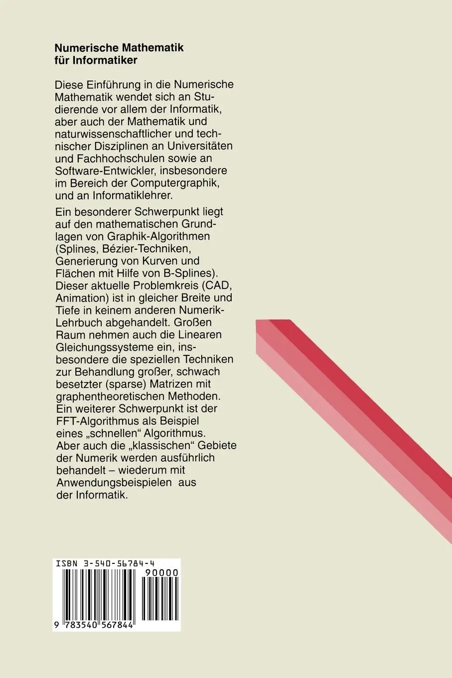Rückseite: 9783540567844 | Numerische Mathematik für Informatiker | Franz Locher | Taschenbuch